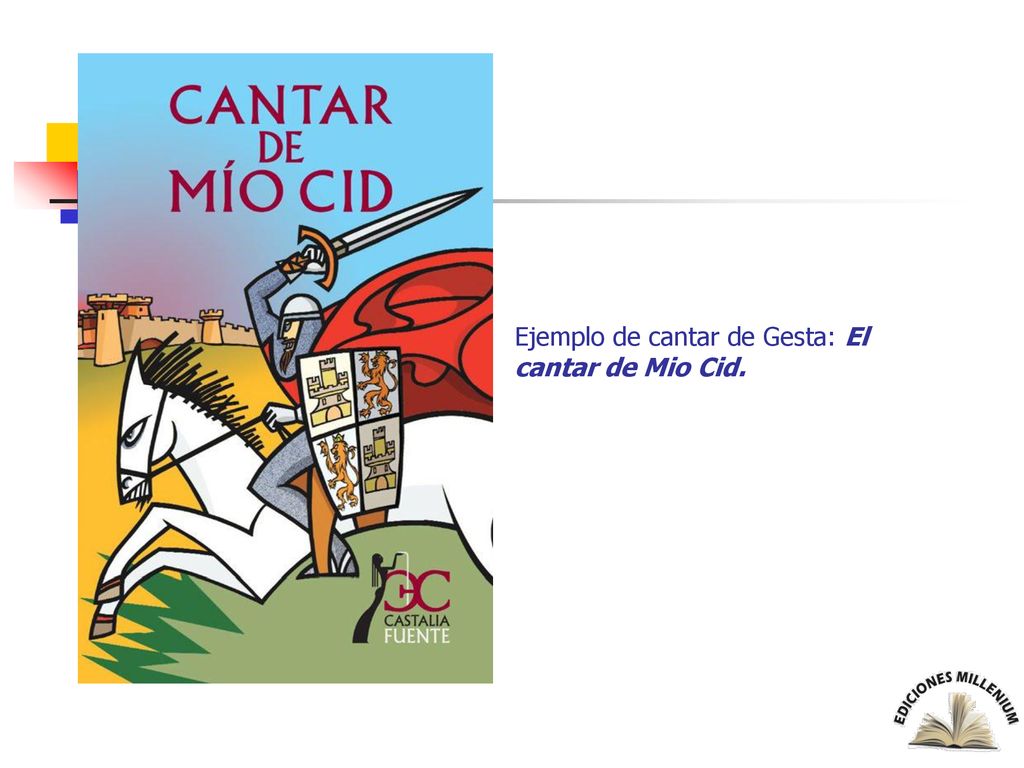 Ejemplo de cantar de Gesta: El cantar de Mio Cid.