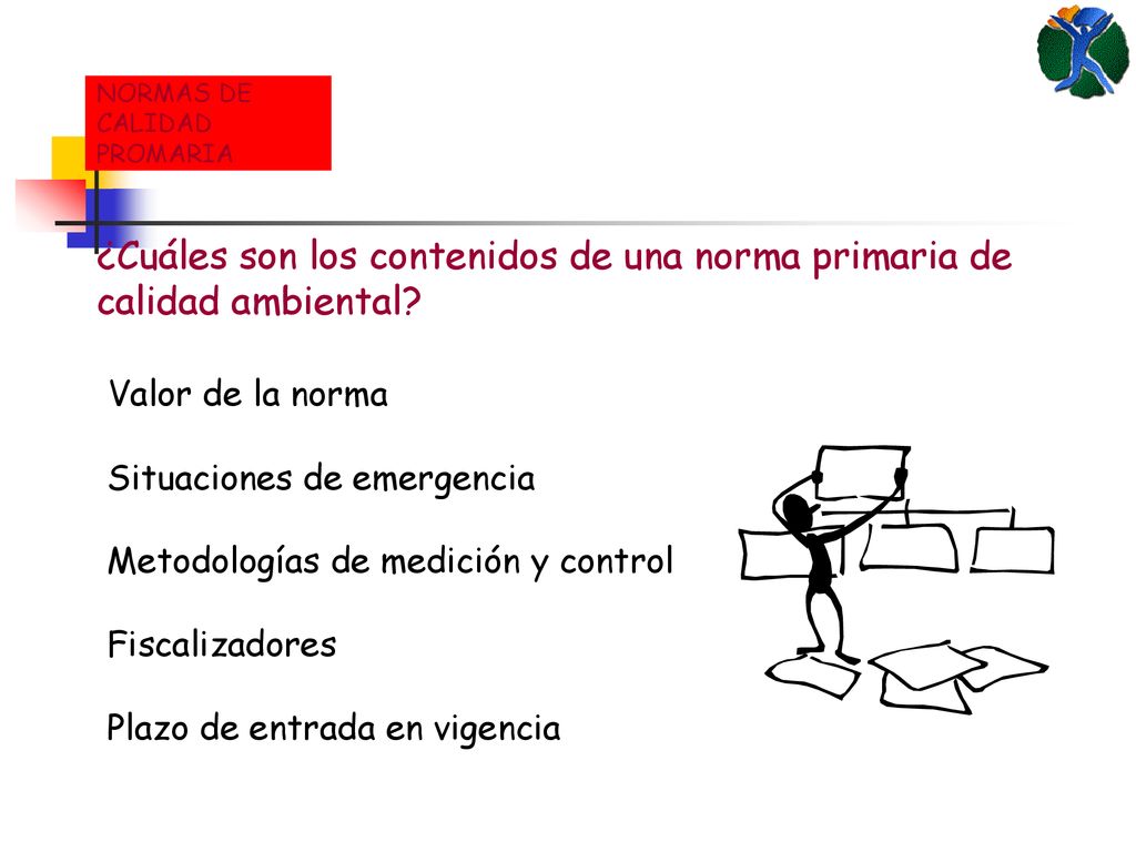 ¿Cuáles son los contenidos de una norma primaria de calidad ambiental