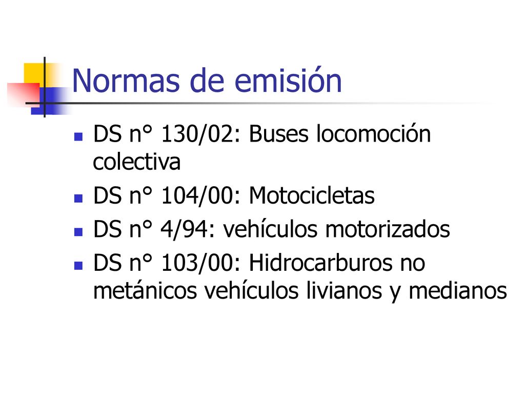 Normas de emisión DS n° 130/02: Buses locomoción colectiva