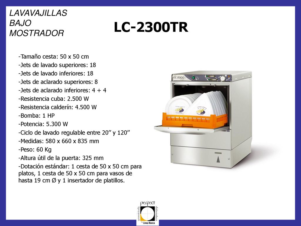 LC-2300TR LAVAVAJILLAS BAJO MOSTRADOR Tamaño cesta: 50 x 50 cm