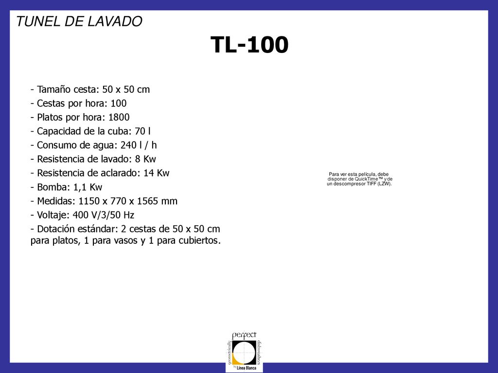 TL-100 TUNEL DE LAVADO Tamaño cesta: 50 x 50 cm Cestas por hora: 100