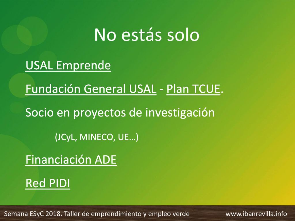 No estás solo USAL Emprende Fundación General USAL - Plan TCUE.