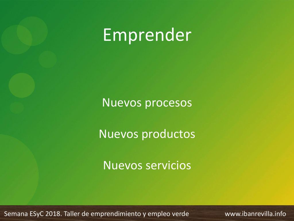Emprender Nuevos procesos Nuevos productos Nuevos servicios