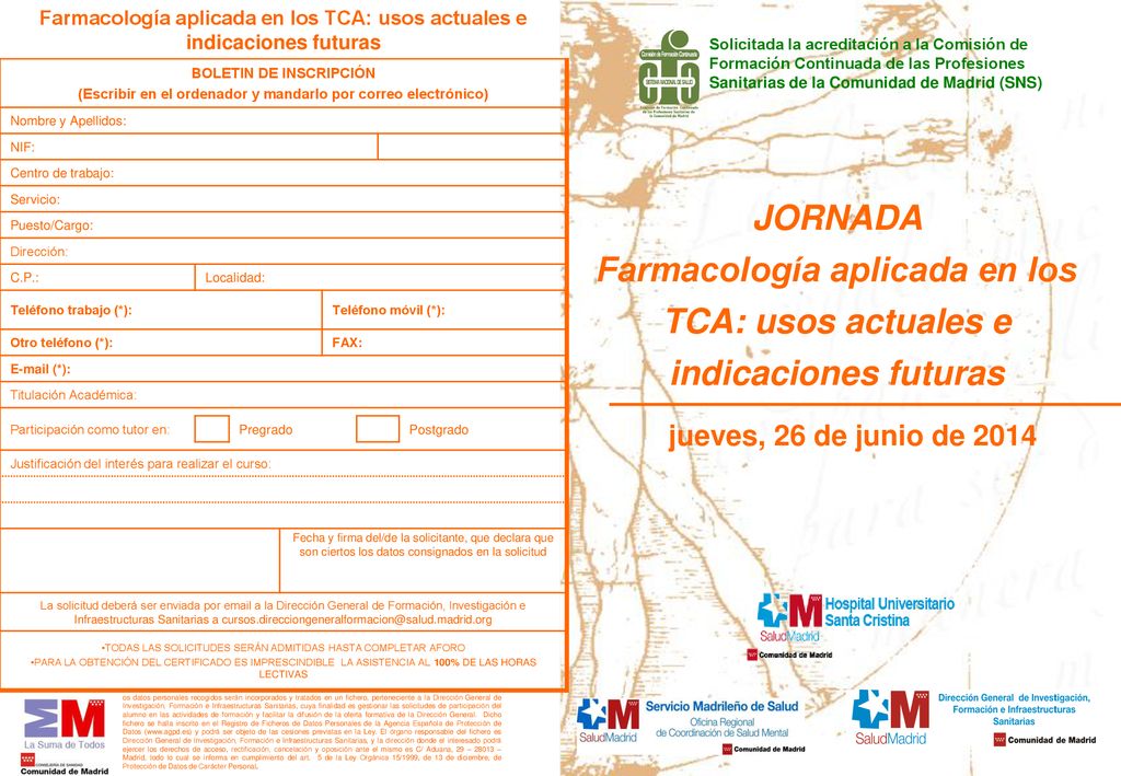 Farmacología aplicada en los TCA: usos actuales e indicaciones futuras