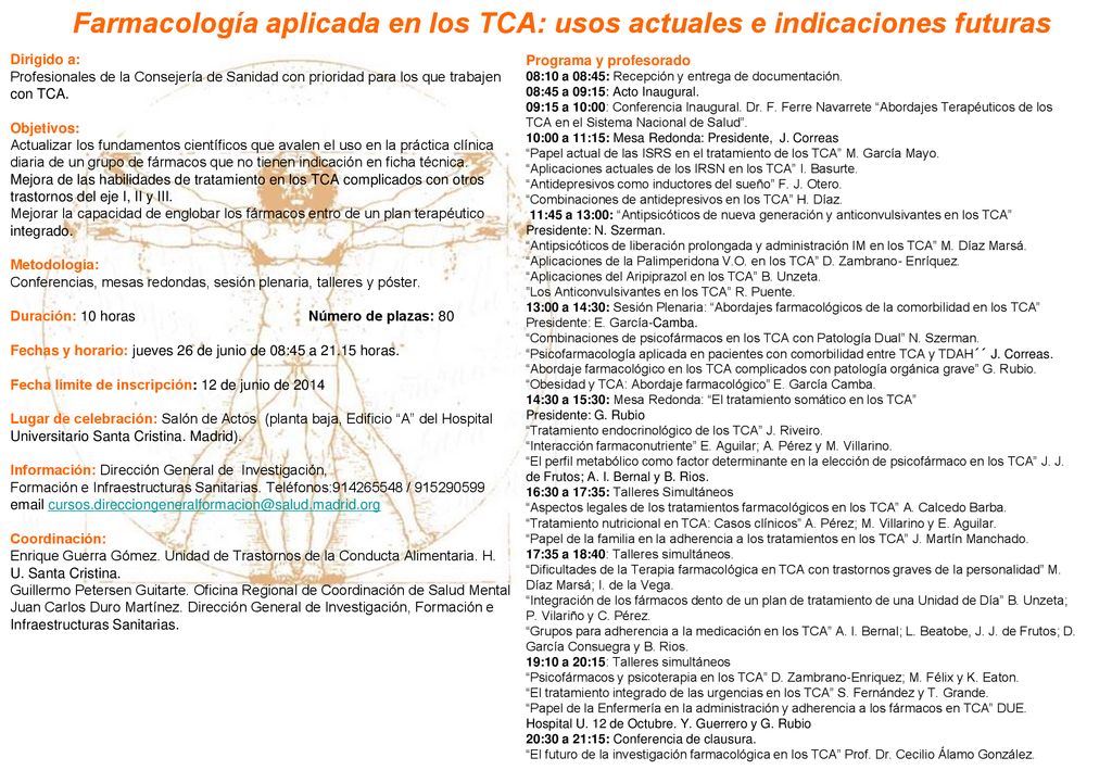 Farmacología aplicada en los TCA: usos actuales e indicaciones futuras