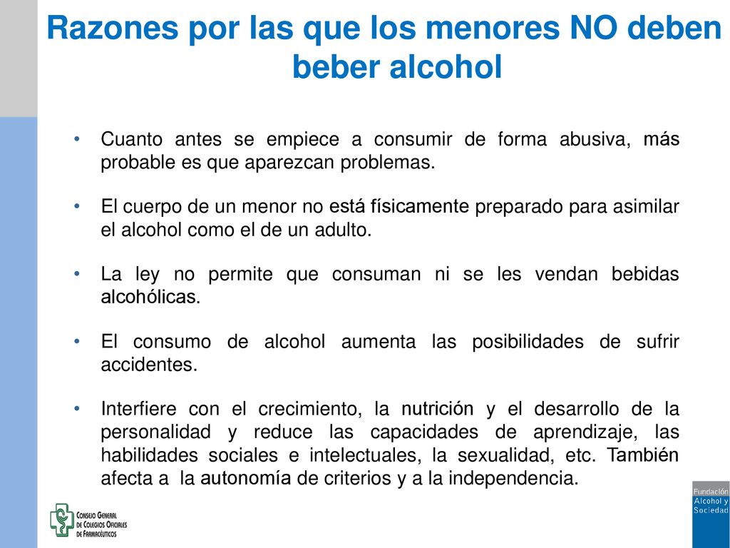 Razones por las que los menores NO deben beber alcohol