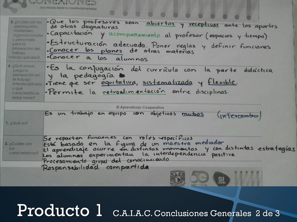 Producto 1 C.A.I.A.C. Conclusiones Generales 2 de 3