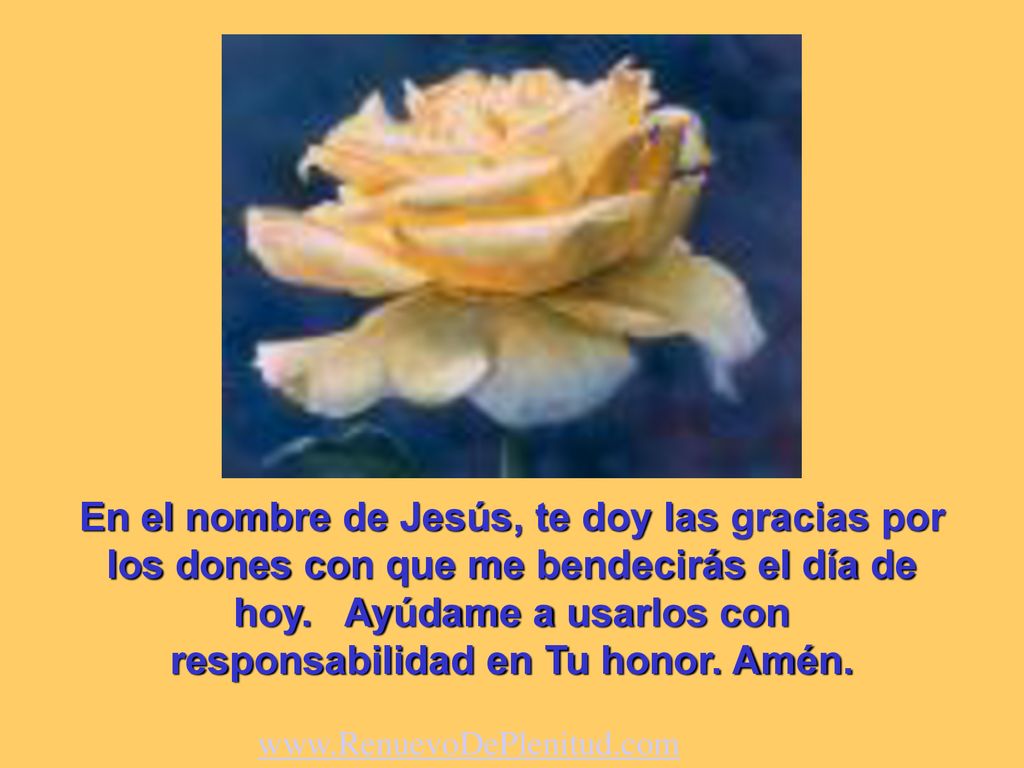 En el nombre de Jesús, te doy las gracias por los dones con que me bendecirás el día de hoy. Ayúdame a usarlos con responsabilidad en Tu honor. Amén.