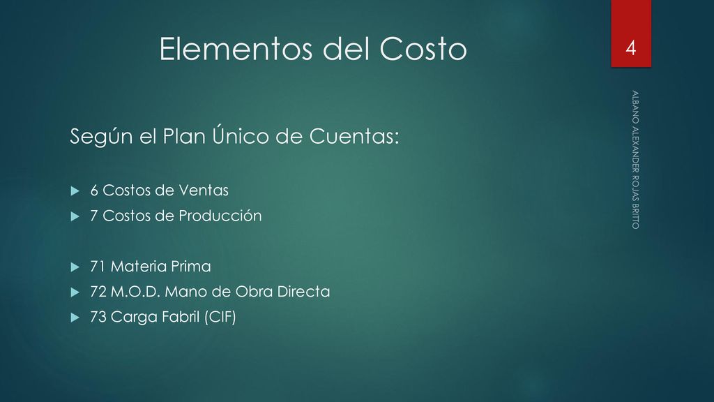 Elementos del Costo Según el Plan Único de Cuentas: 6 Costos de Ventas