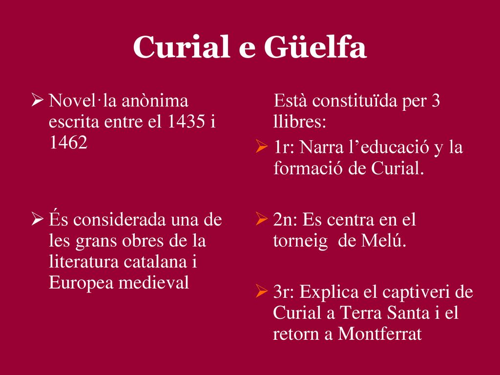 Curial e Güelfa Novel·la anònima escrita entre el 1435 i 1462