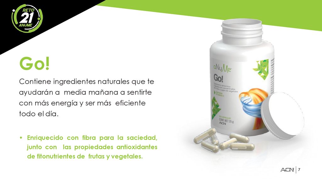 Go! Contiene ingredientes naturales que te ayudarán a media mañana a sentirte con más energía y ser más eficiente todo el día.
