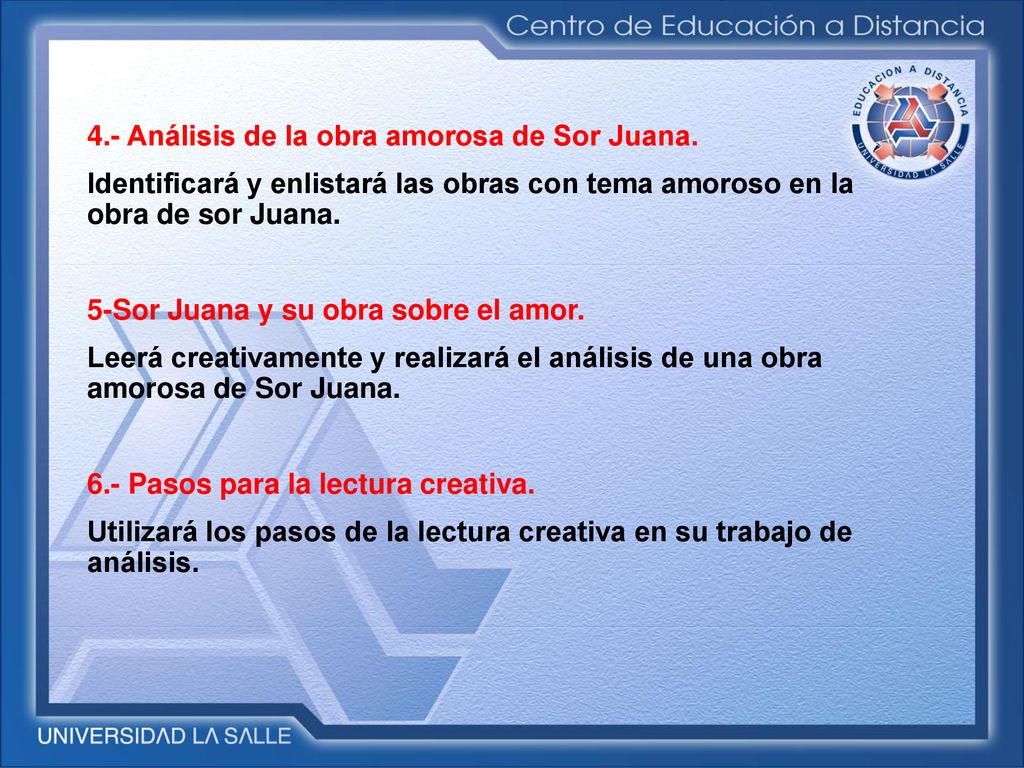 4.- Análisis de la obra amorosa de Sor Juana.