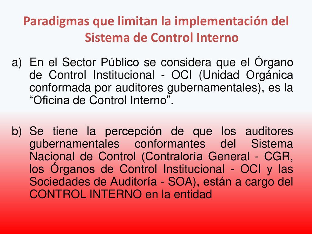 Paradigmas que limitan la implementación del Sistema de Control Interno