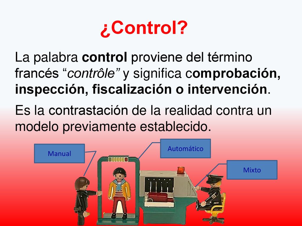 ¿Control La palabra control proviene del término francés contrôle y significa comprobación, inspección, fiscalización o intervención.