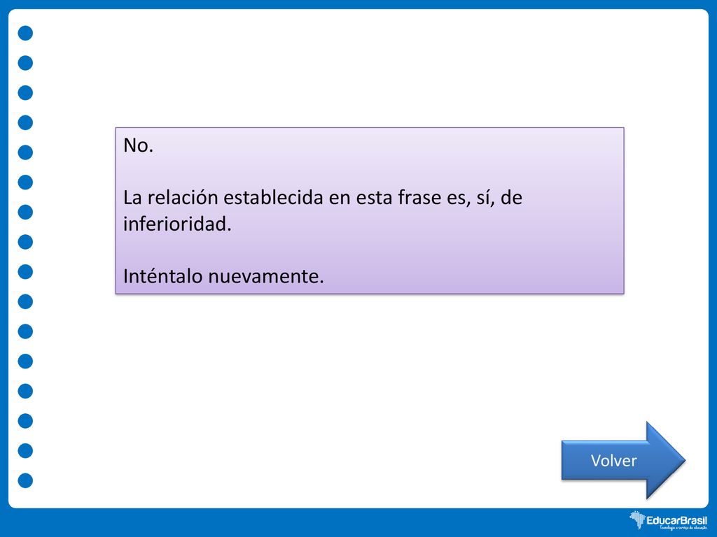La relación establecida en esta frase es, sí, de inferioridad.