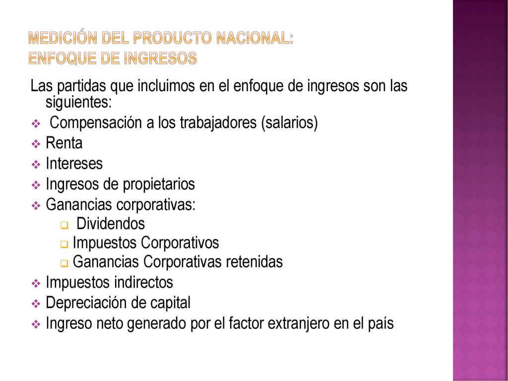 Medición del Producto Nacional: Enfoque de ingresos