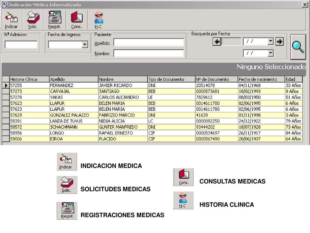 INDICACION MEDICA CONSULTAS MEDICAS SOLICITUDES MEDICAS HISTORIA CLINICA REGISTRACIONES MEDICAS