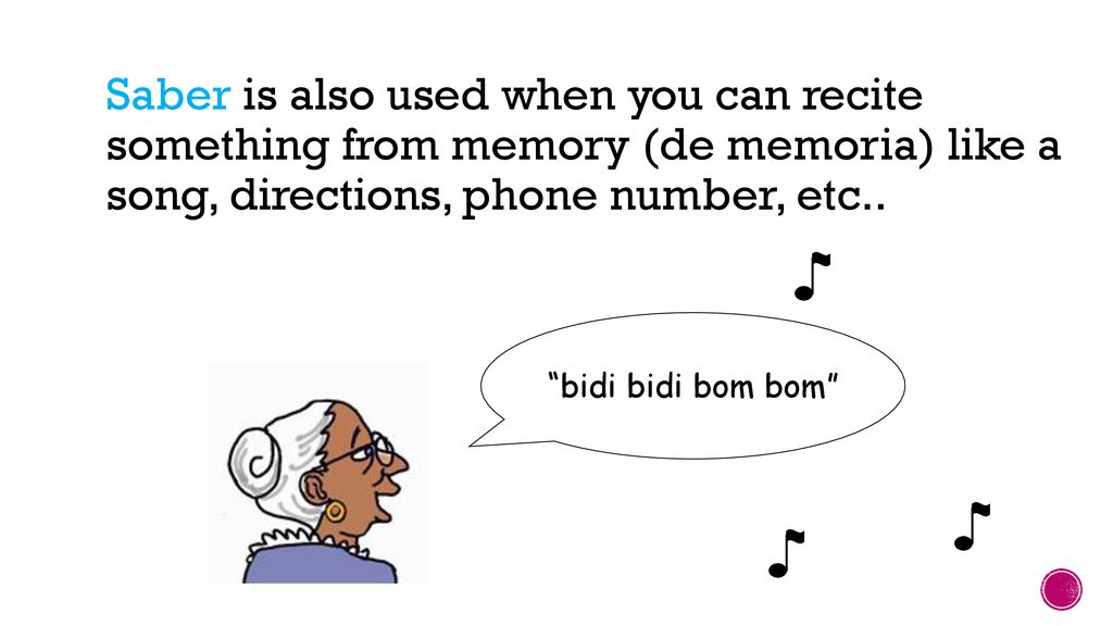 Saber is also used when you can recite something from memory (de memoria) like a song, directions, phone number, etc..