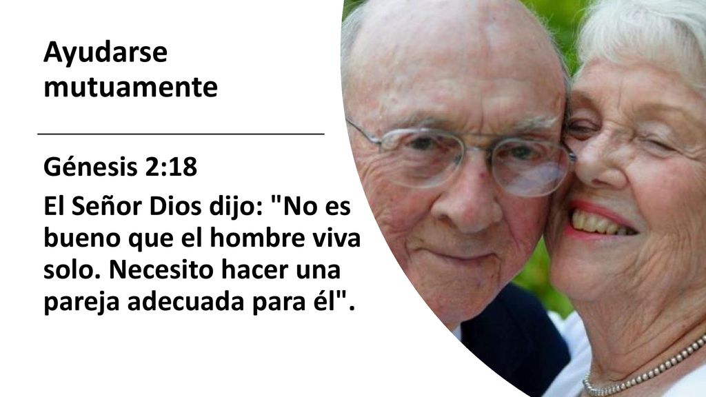Ayudarse mutuamente Génesis 2:18 El Señor Dios dijo: No es bueno que el hombre viva solo.