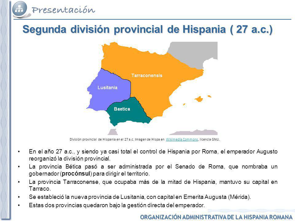 Segunda división provincial de Hispania ( 27 a.c.)