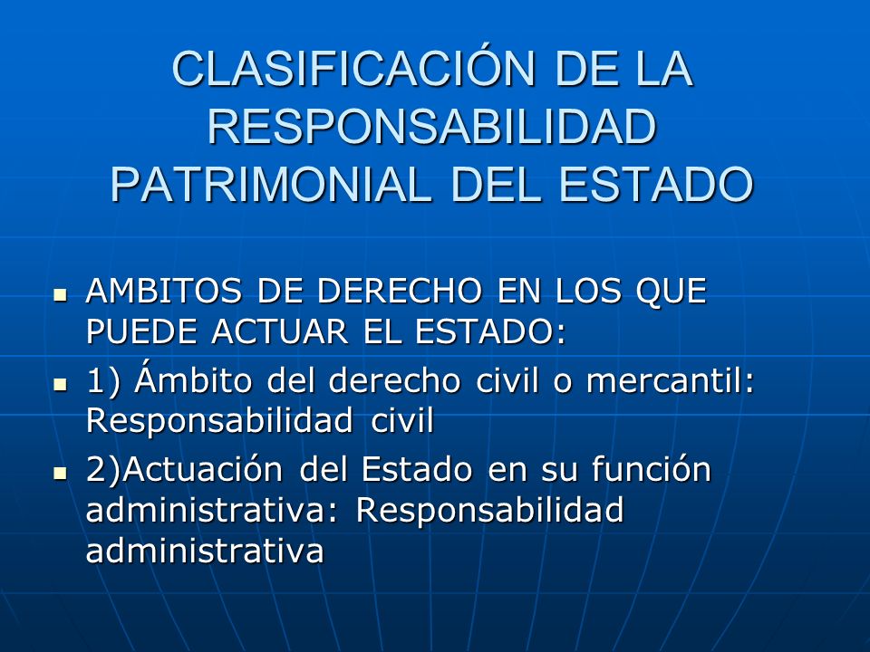 CLASIFICACIÓN DE LA RESPONSABILIDAD PATRIMONIAL DEL ESTADO