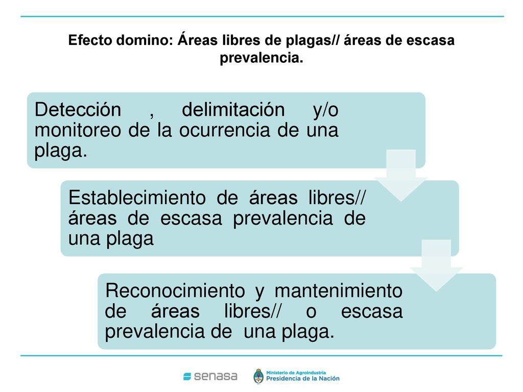 Efecto domino: Áreas libres de plagas// áreas de escasa prevalencia.