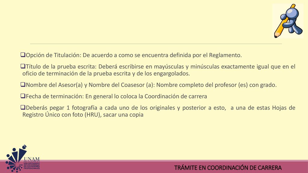 Opción de Titulación: De acuerdo a como se encuentra definida por el Reglamento.