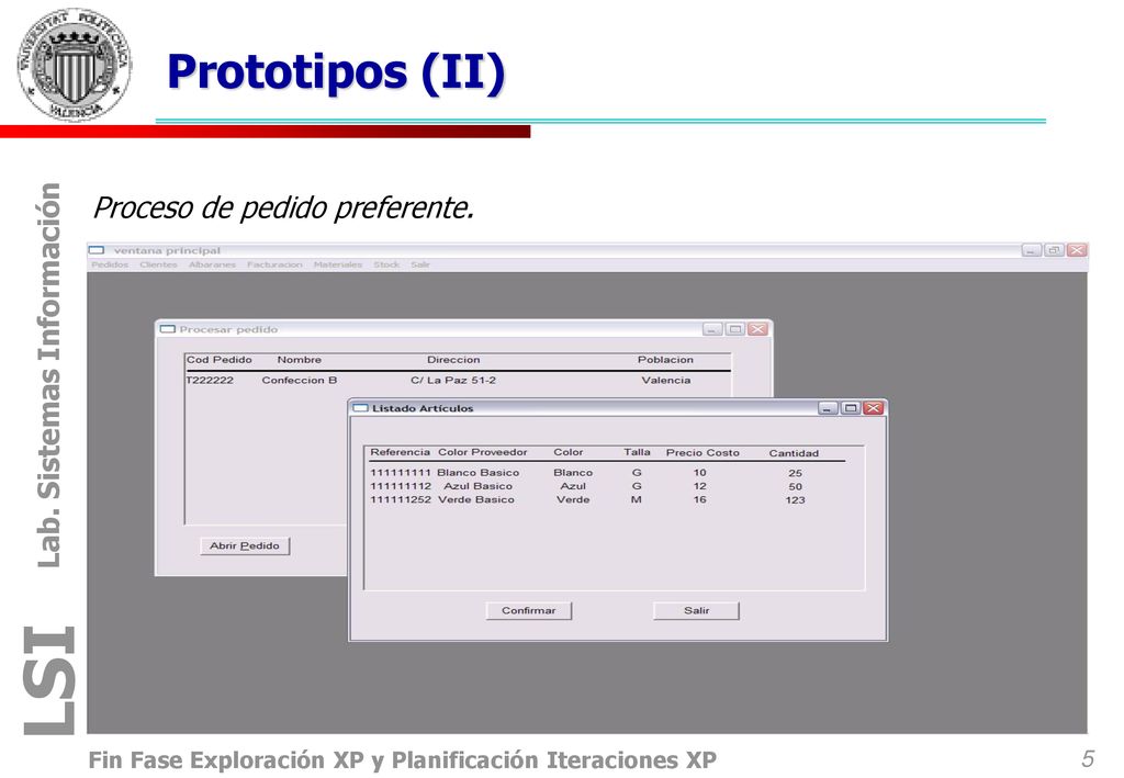 Prototipos (II) Proceso de pedido preferente.