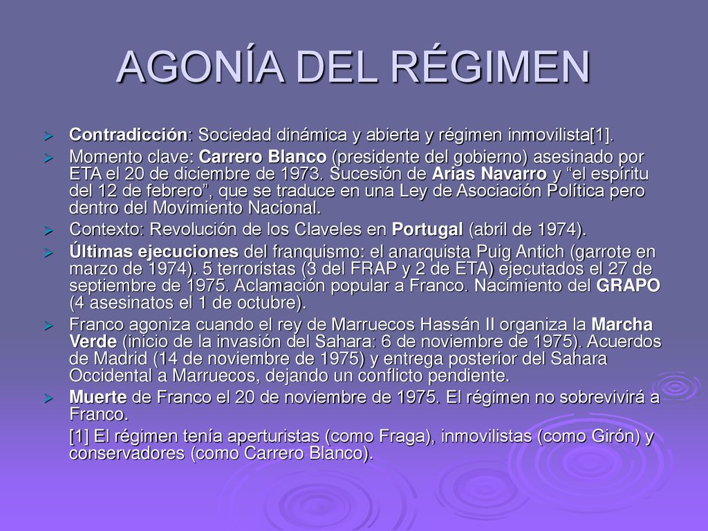 AGONÍA DEL RÉGIMEN Contradicción: Sociedad dinámica y abierta y régimen inmovilista[1].