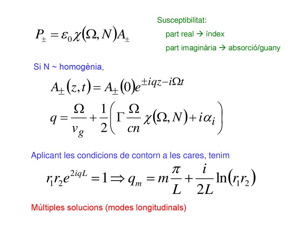 Aplicant les condicions de contorn a les cares, tenim