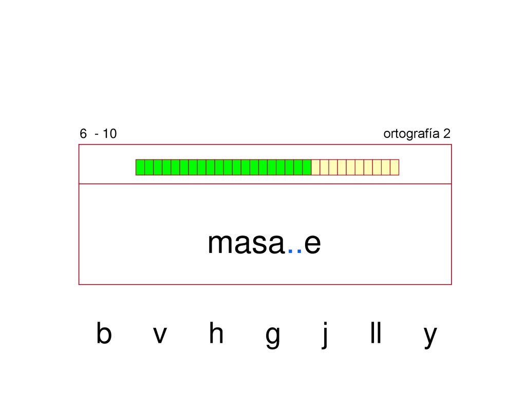 ortografía 2 masa..e b v h g j ll y