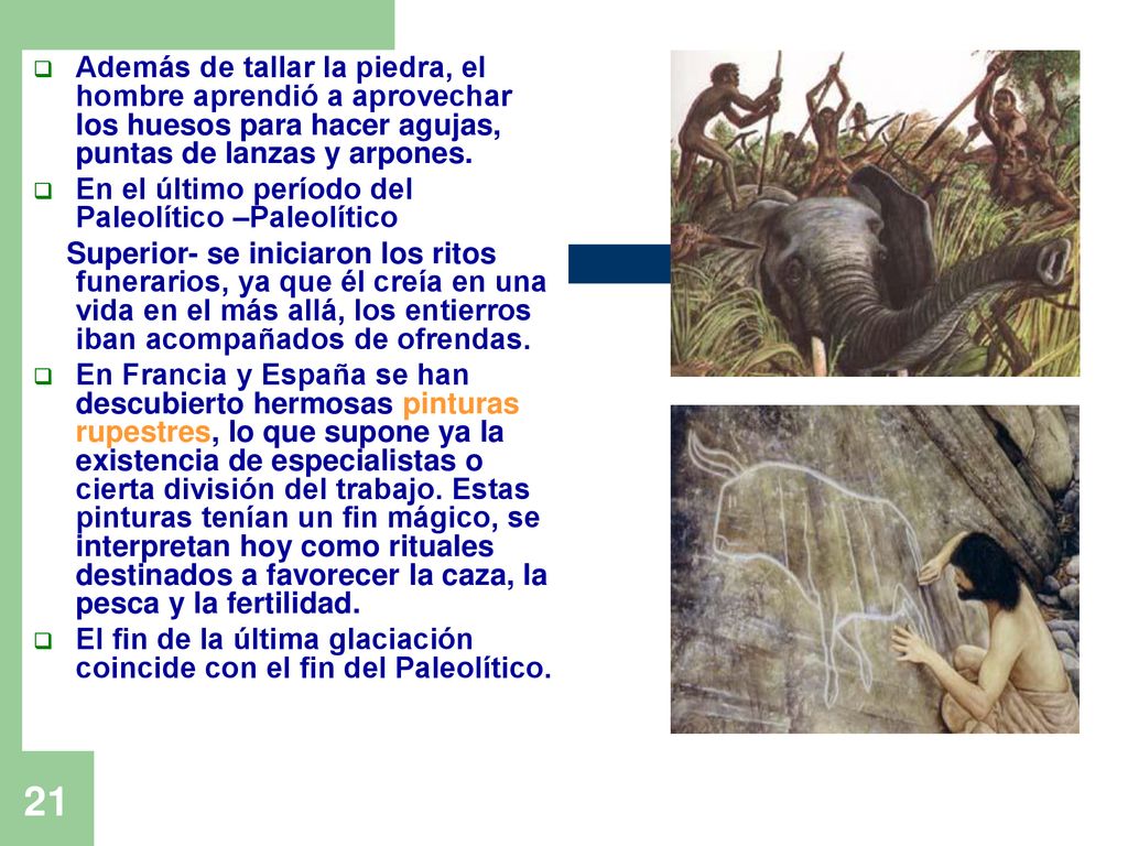 Además de tallar la piedra, el hombre aprendió a aprovechar los huesos para hacer agujas, puntas de lanzas y arpones.