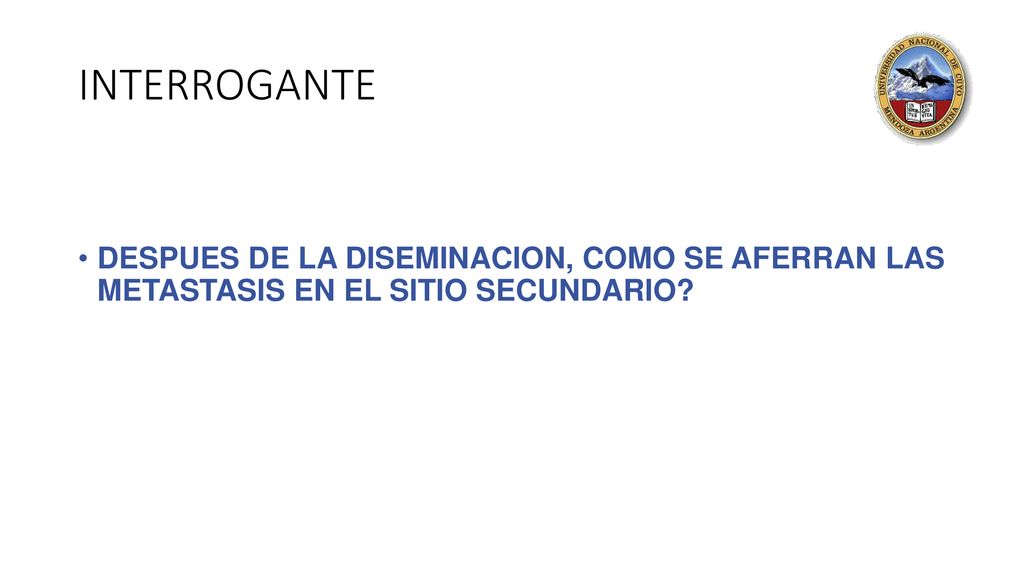 INTERROGANTE DESPUES DE LA DISEMINACION, COMO SE AFERRAN LAS METASTASIS EN EL SITIO SECUNDARIO