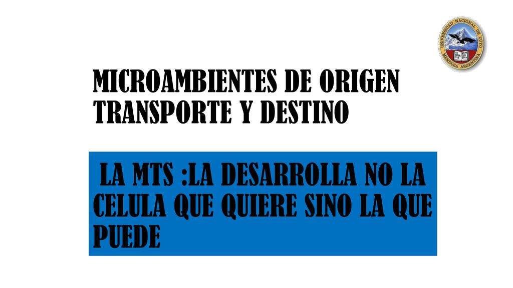 MICROAMBIENTES DE ORIGEN TRANSPORTE Y DESTINO LA MTS :LA DESARROLLA NO LA CELULA QUE QUIERE SINO LA QUE PUEDE