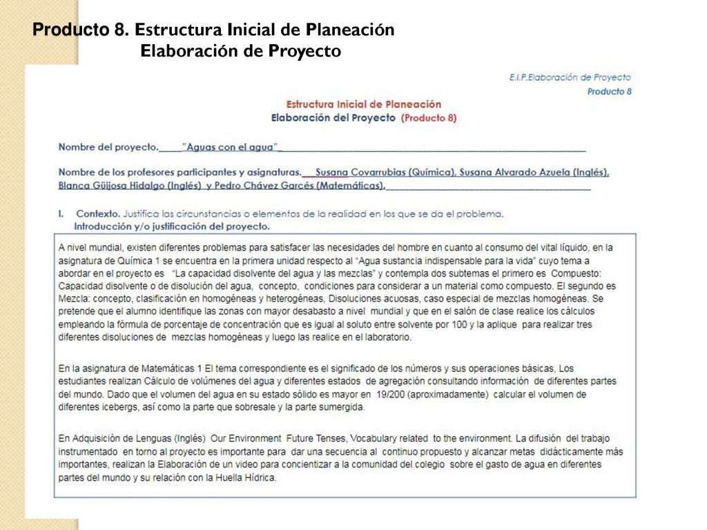 Producto 8. Estructura Inicial de Planeación