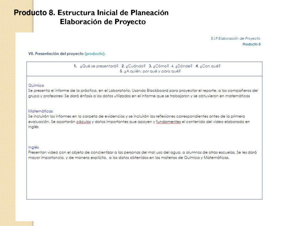 Producto 8. Estructura Inicial de Planeación