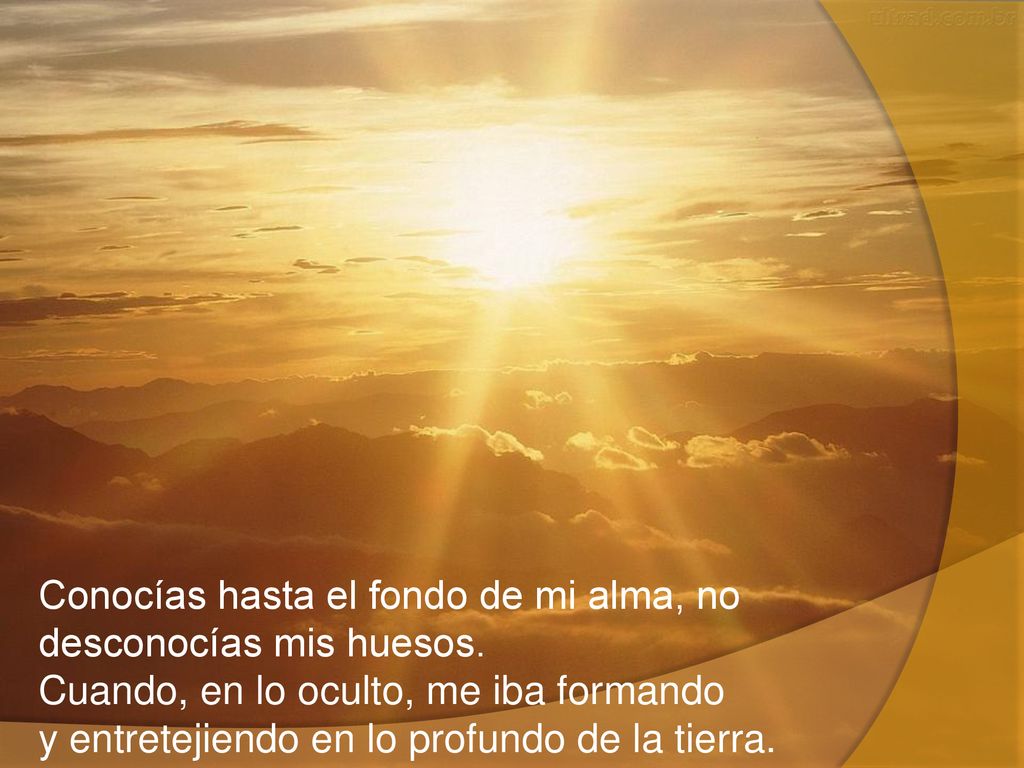 Conocías hasta el fondo de mi alma, no desconocías mis huesos