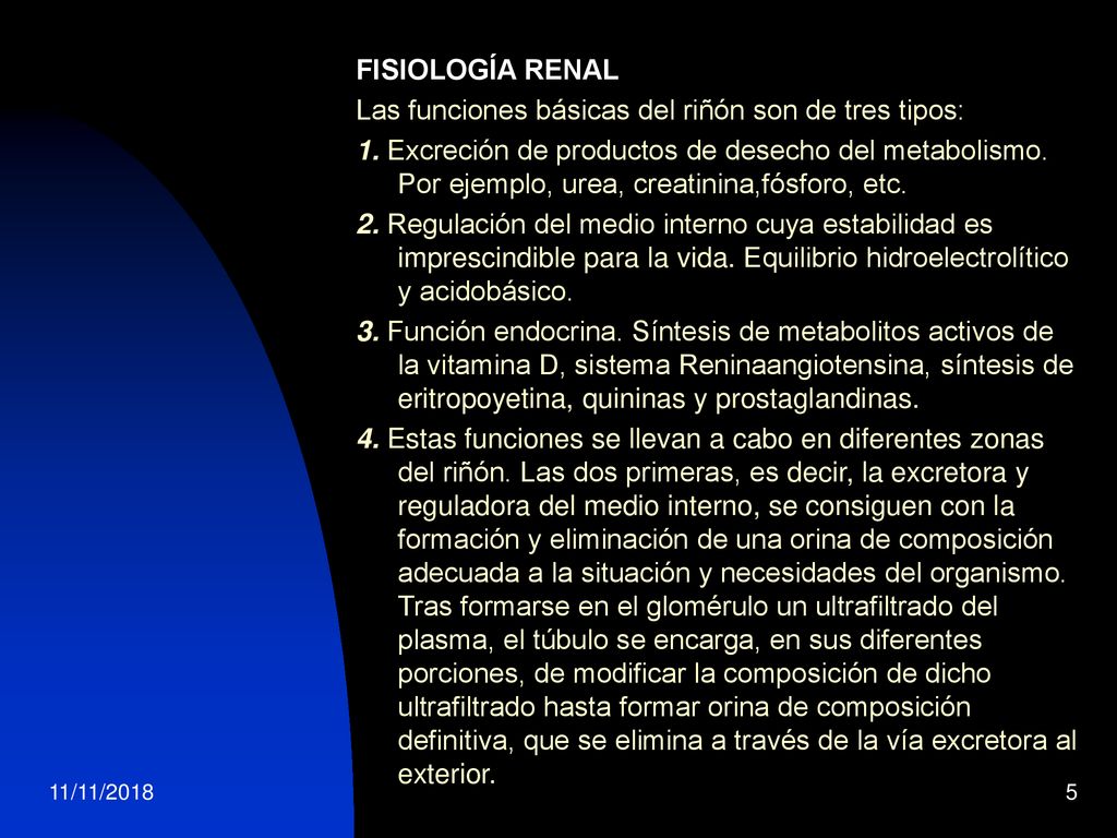 Las funciones básicas del riñón son de tres tipos: