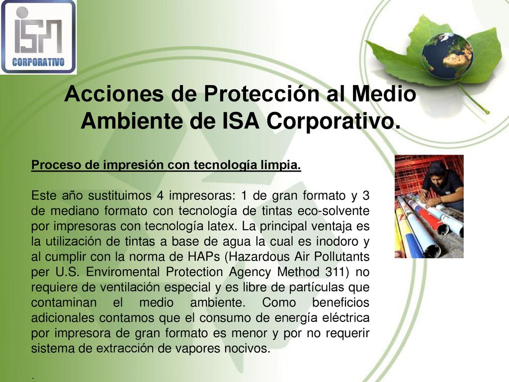 Acciones de Protección al Medio Ambiente de ISA Corporativo.