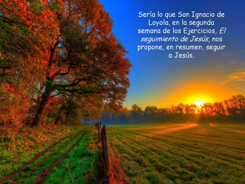 Sería lo que San Ignacio de Loyola, en la segunda semana de los Ejercicios, El seguimiento de Jesús, nos propone, en resumen, seguir a Jesús.
