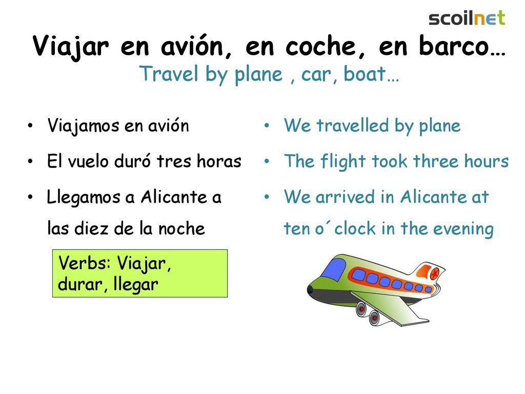 Viajar en avión, en coche, en barco… Travel by plane , car, boat…