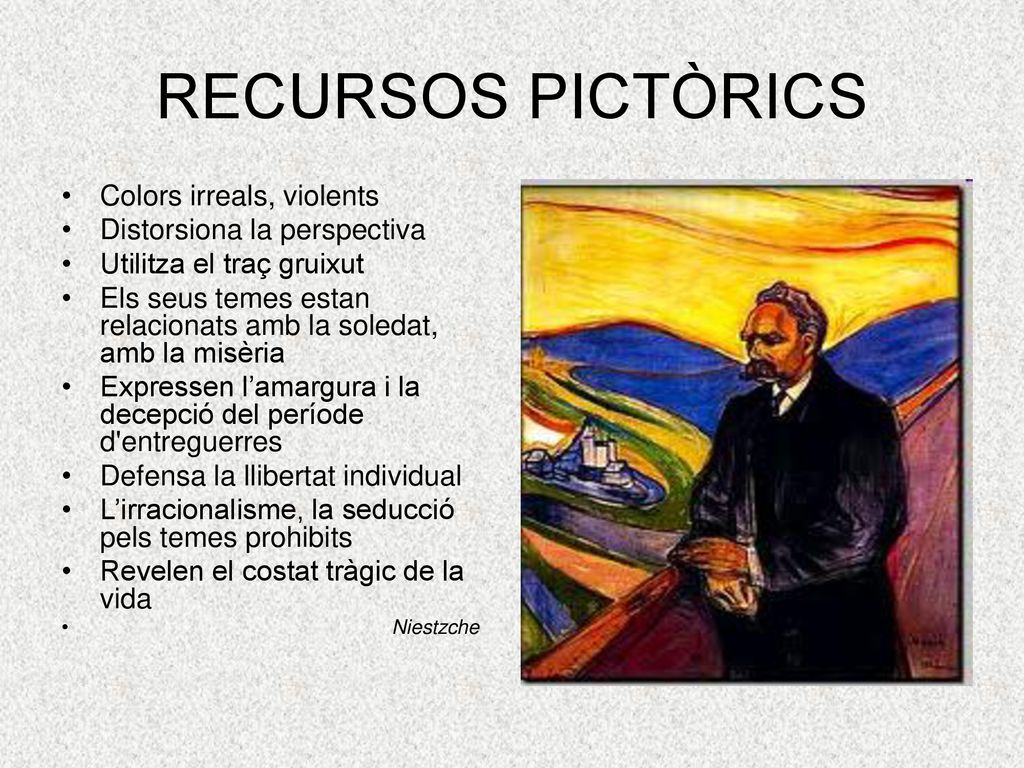 RECURSOS PICTÒRICS Colors irreals, violents Distorsiona la perspectiva