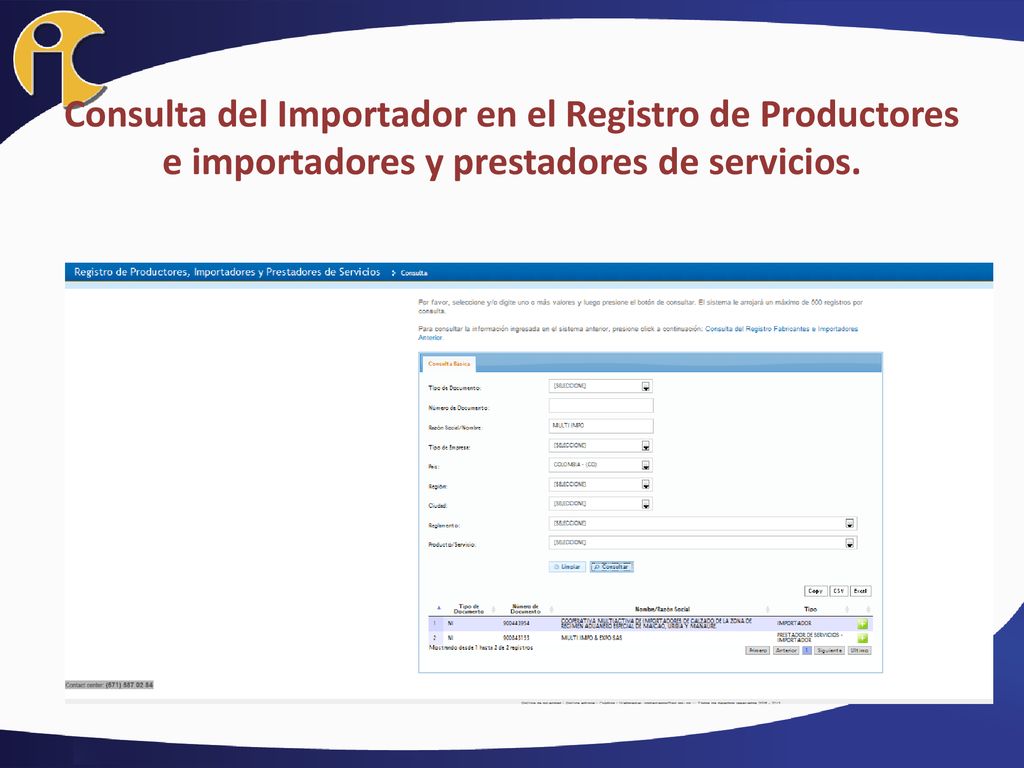 Consulta del Importador en el Registro de Productores e importadores y prestadores de servicios.