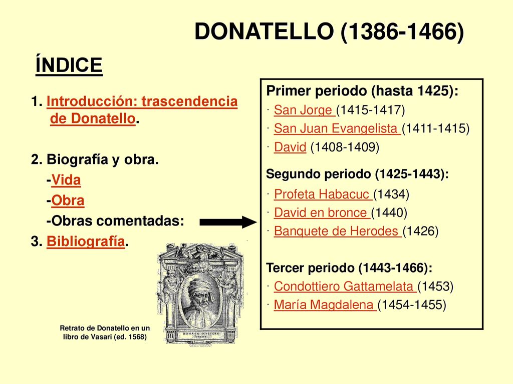 Retrato de Donatello en un libro de Vasari (ed. 1568)