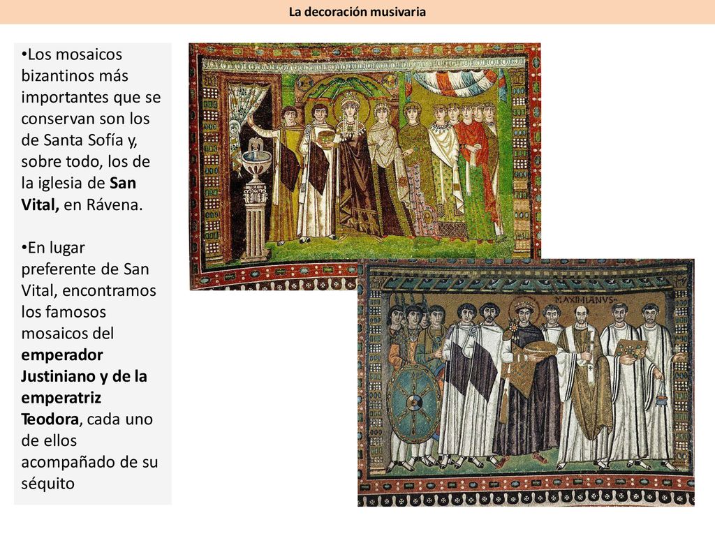 la iglesia de San Vital, en Rávena. La decoración musivaria