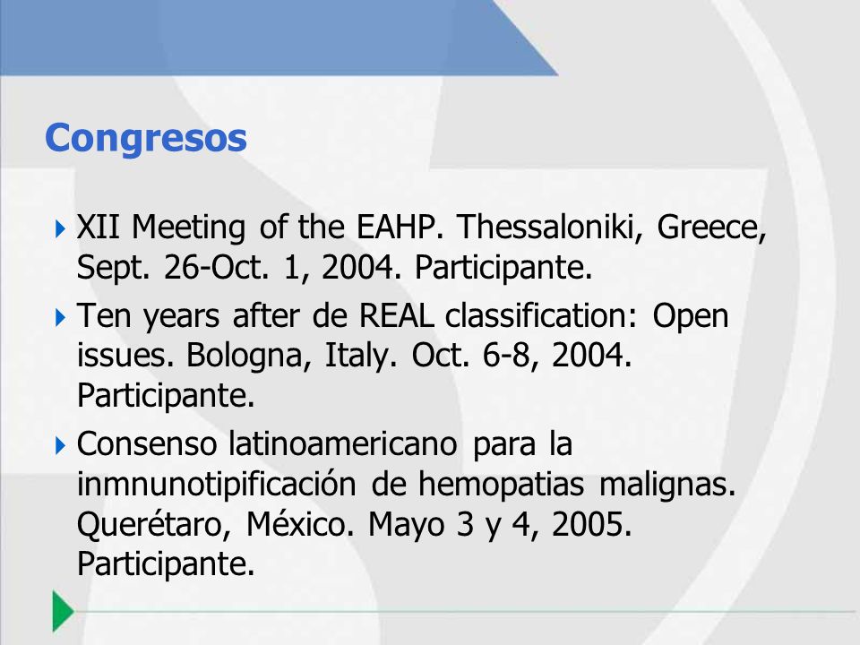 Congresos XII Meeting of the EAHP. Thessaloniki, Greece, Sept. 26-Oct. 1, Participante.