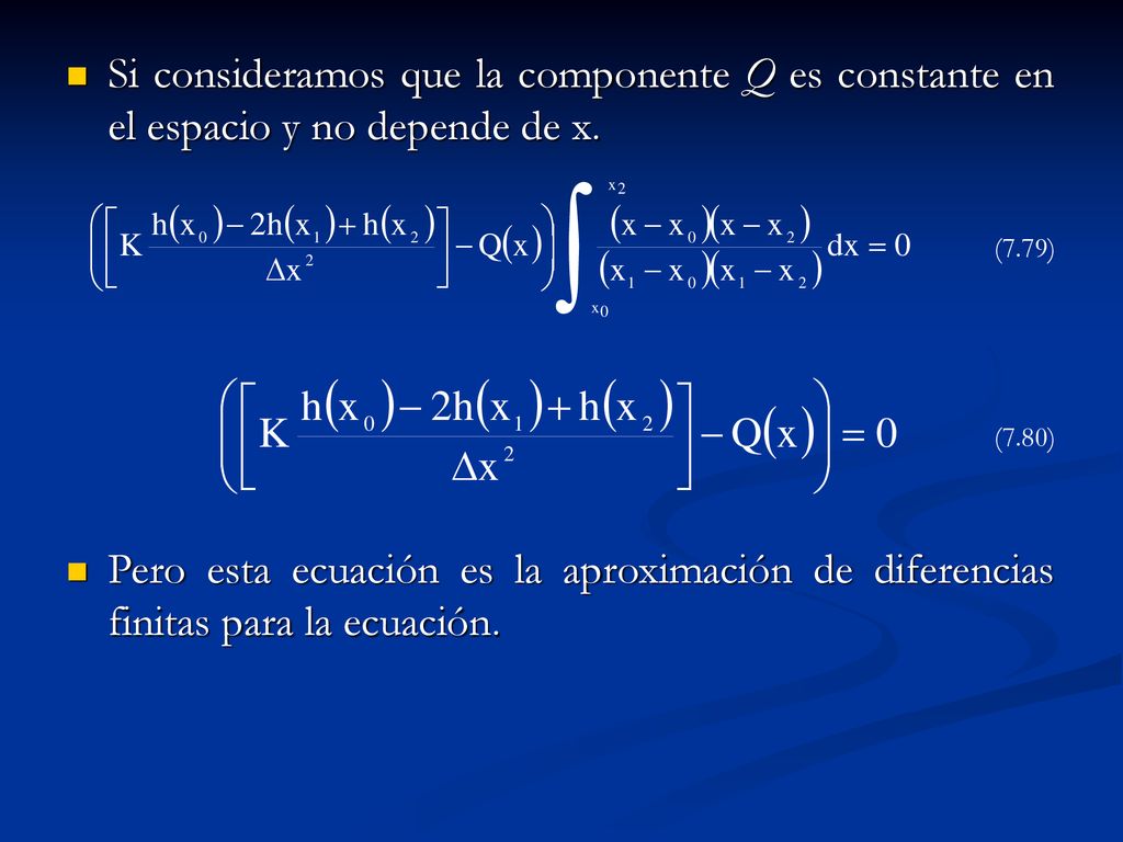 Si consideramos que la componente Q es constante en el espacio y no depende de x.