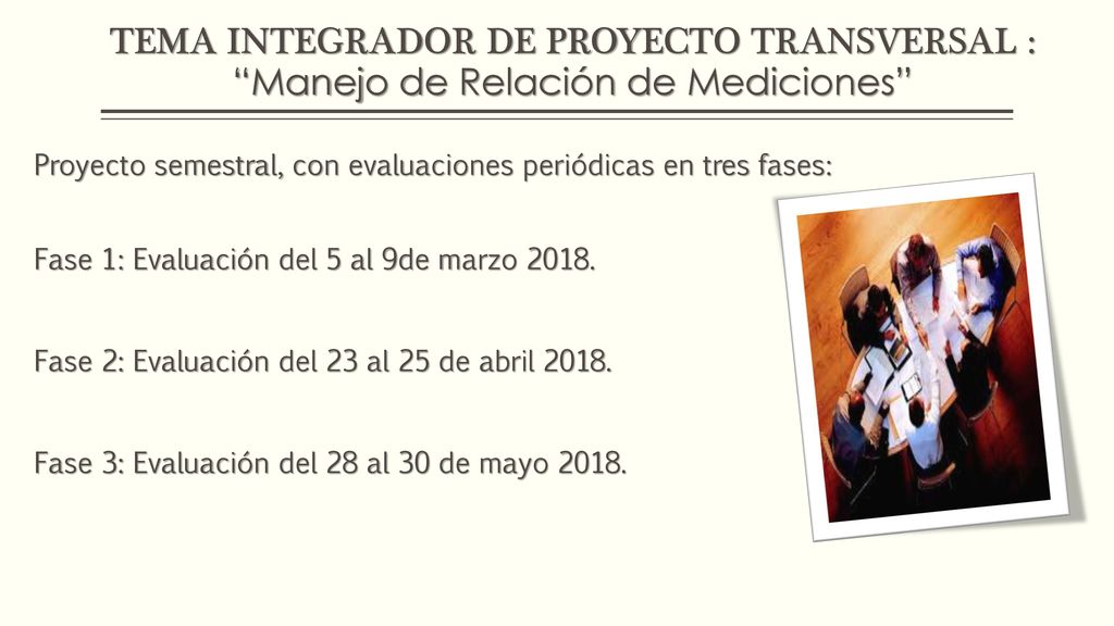 TEMA INTEGRADOR DE PROYECTO TRANSVERSAL : Manejo de Relación de Mediciones