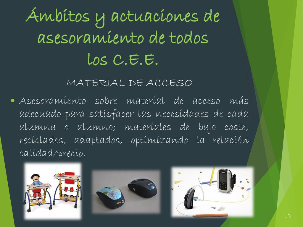 Ámbitos y actuaciones de asesoramiento de todos los C.E.E.