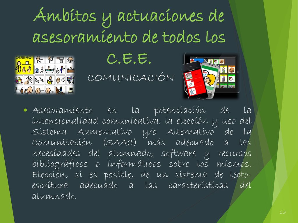 Ámbitos y actuaciones de asesoramiento de todos los C.E.E.
